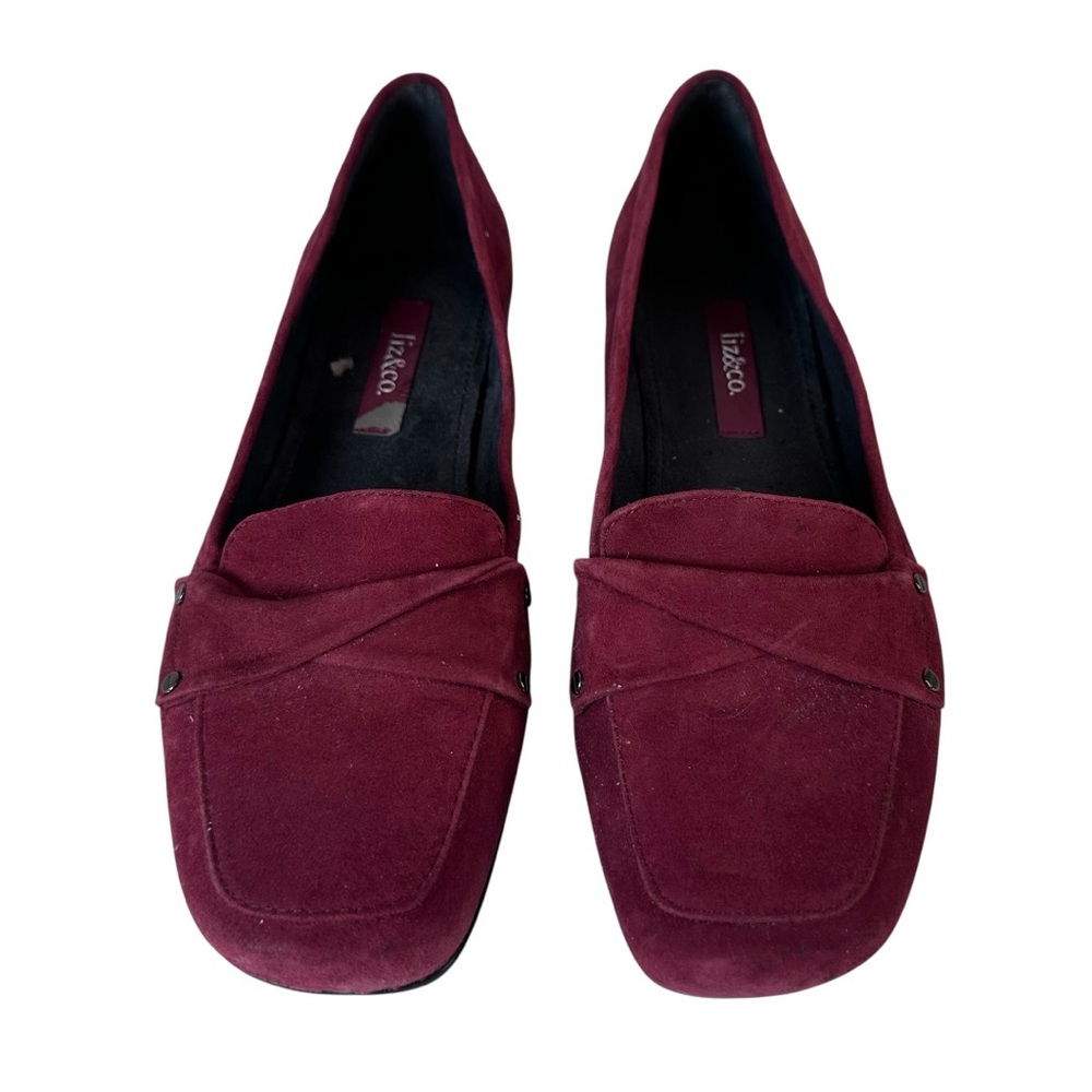 Vintage Liz & Co. Red Suede Loafers Flats Size 7